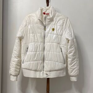 Puma Ferrari Collab White Puffer Jacket - Size L